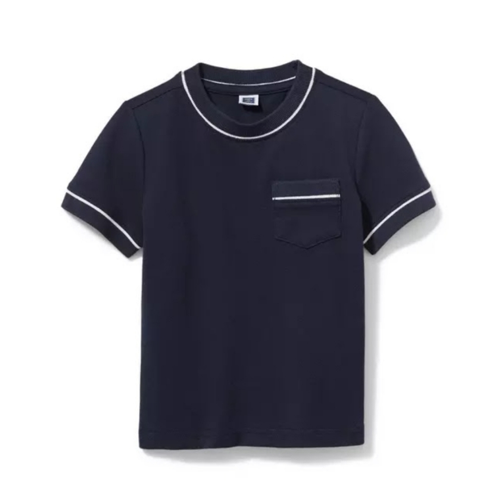 Janie and Jack Pique Pocket Short Sleeve Tee with White Trim